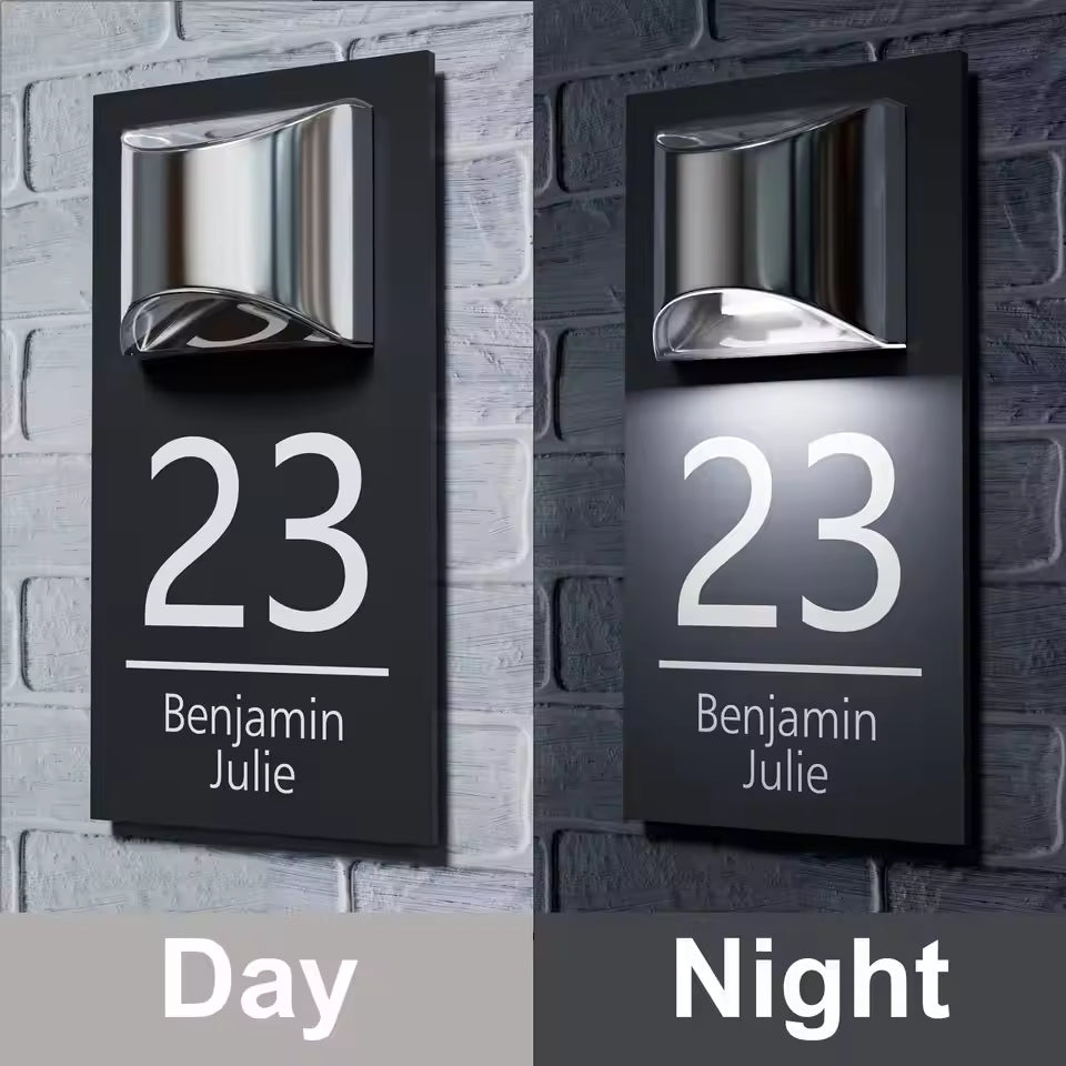 Personalisiertes Solar Modern Türschild 2in1 (Gravur)