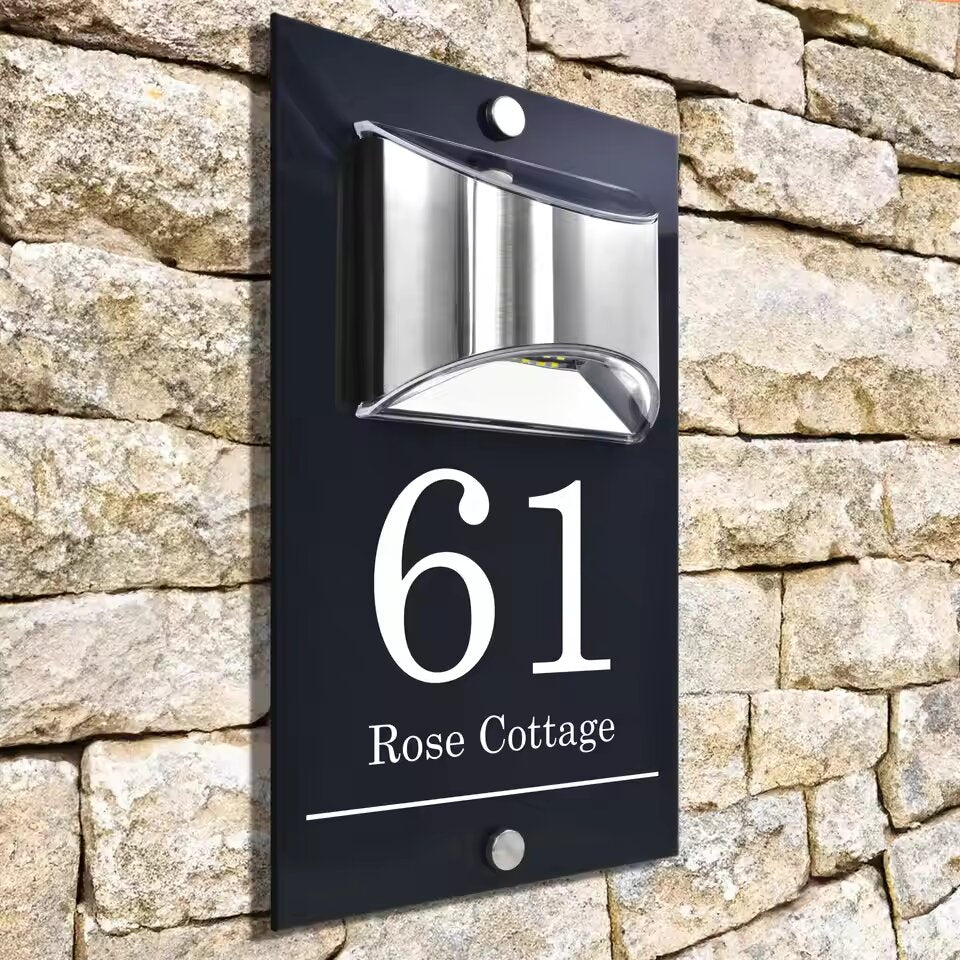 Personalisiertes Solar Modern Türschild 2in1 (Gravur)