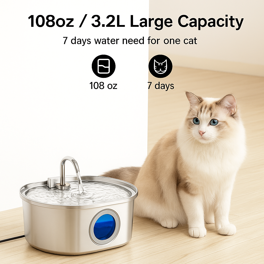 Stainless Steel Cat Water Fountain
