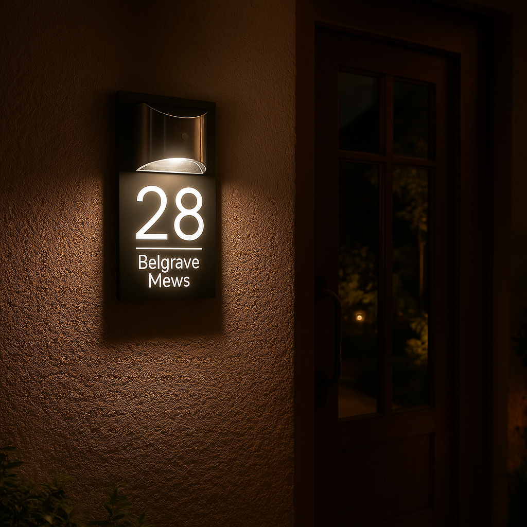 Personalisiertes Solar Modern Türschild 2in1 (Gravur)