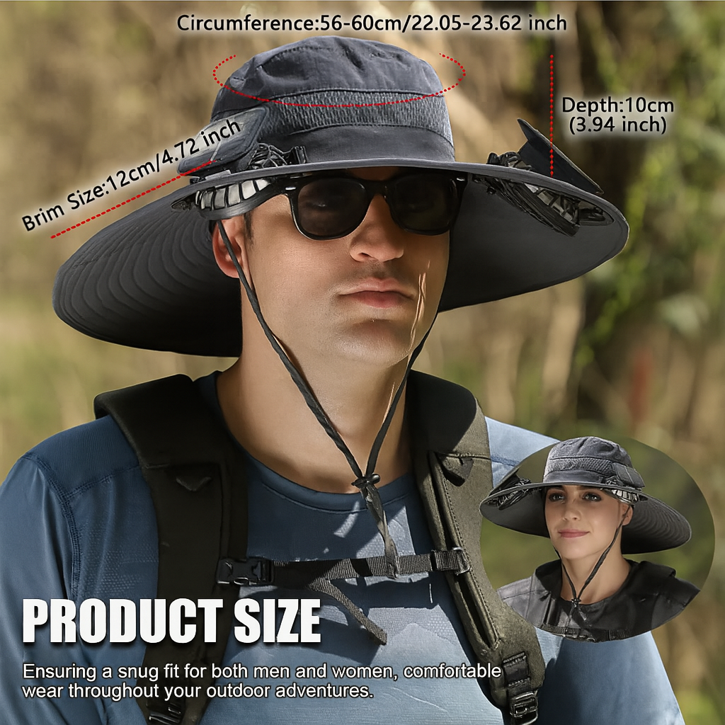 Wide Brim Solar Fan Hat