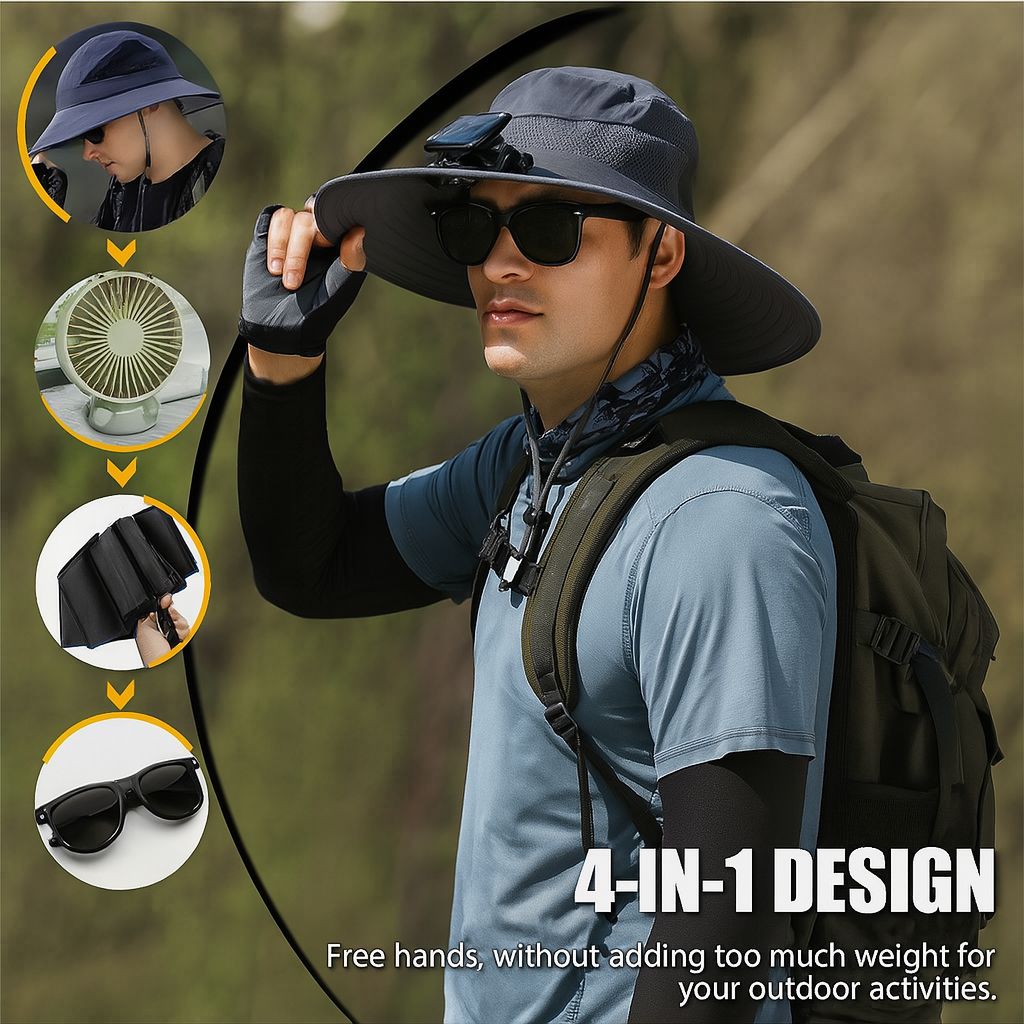 Wide Brim Solar Fan Hat