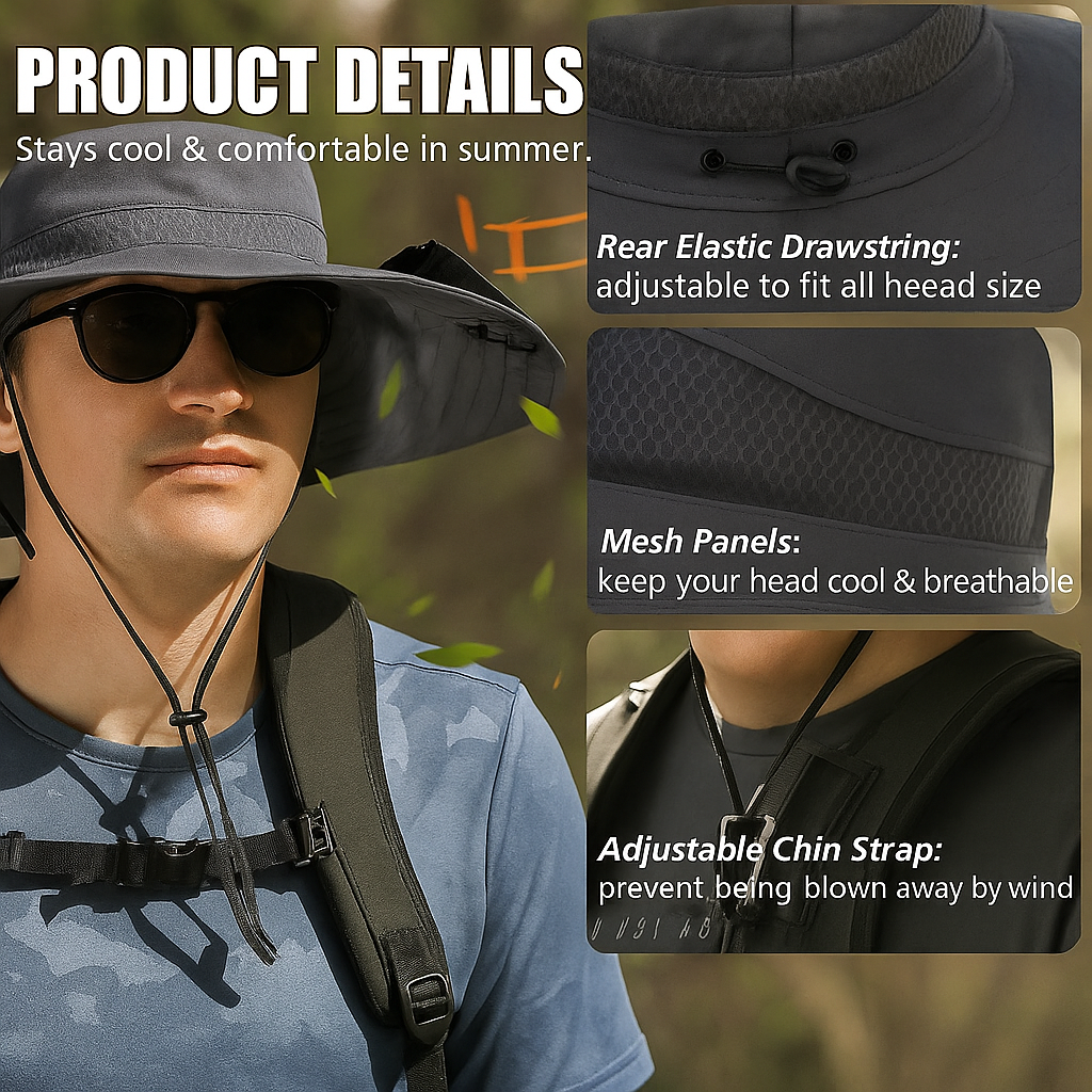 Wide Brim Solar Fan Hat