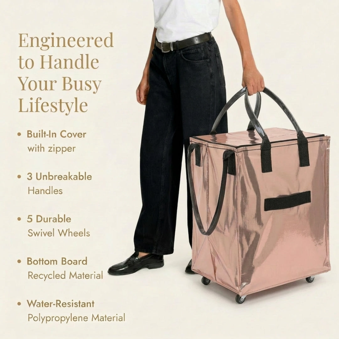 Foldable Rolling Travel Tote
