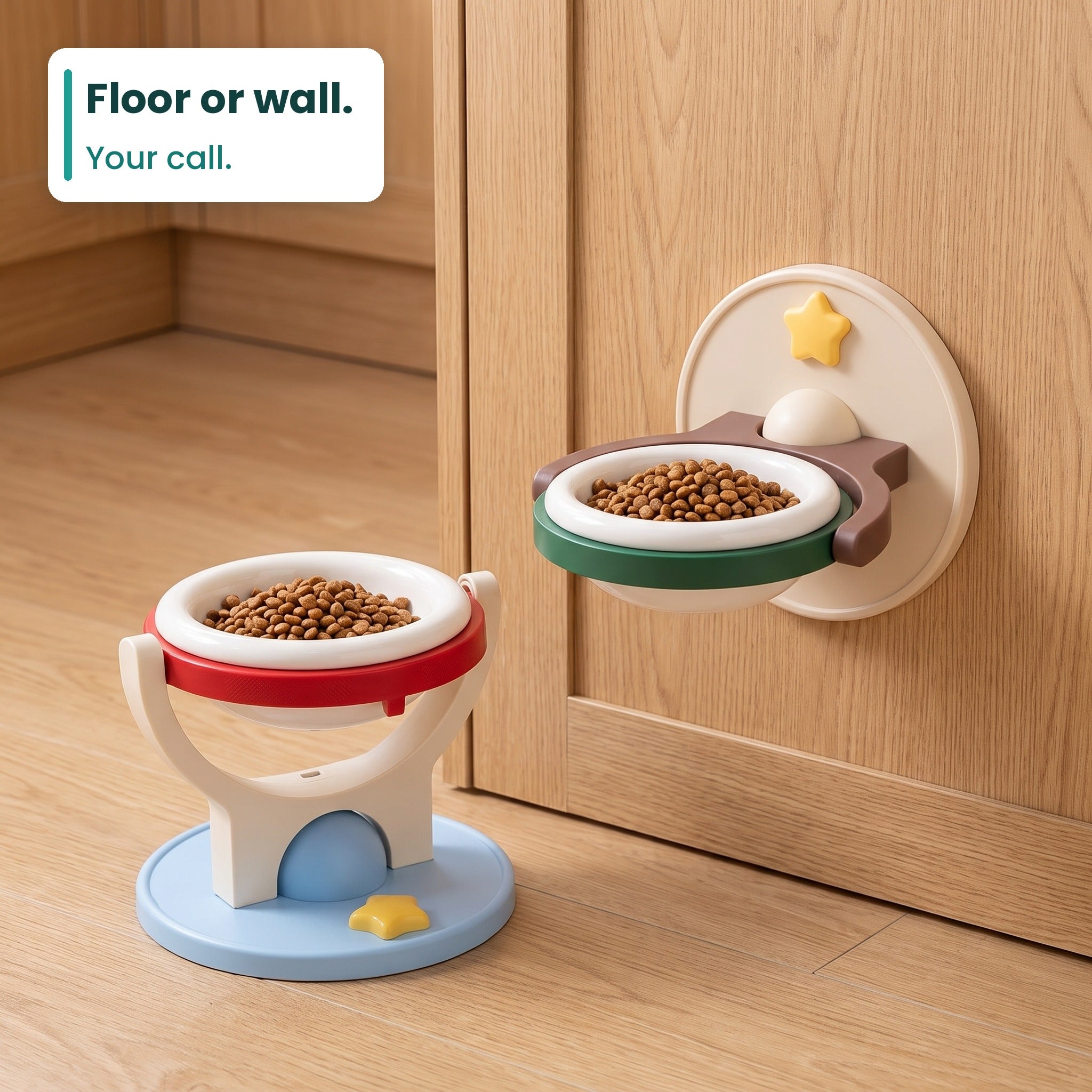PawPerch™ by Omewan 2-in-1 Raised Ceramic Pet Bowl